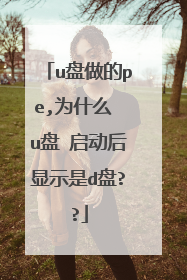 u盘做的pe,为什么 u盘 启动后显示是d盘??