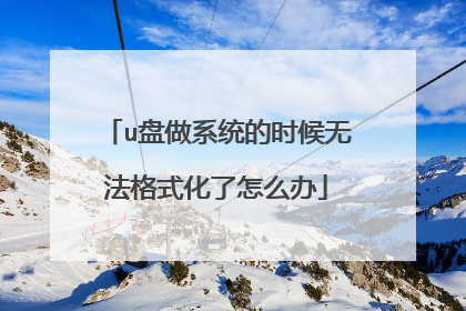 u盘做系统的时候无法格式化了怎么办