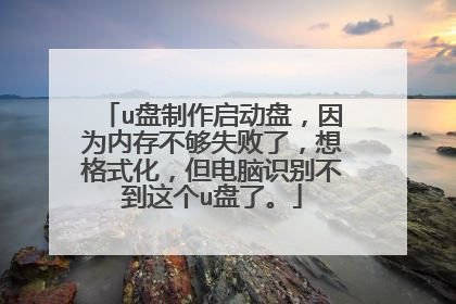 u盘制作启动盘,因为内存不够失败了,想格式化,但电脑识别不到这个u盘了。