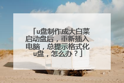 u盘制作成大白菜启动盘后,重新插入电脑,总提示格式化u盘,怎么办?