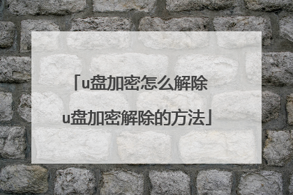 u盘加密怎么解除 u盘加密解除的方法