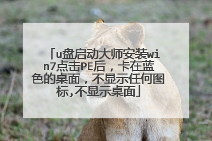 u盘启动大师安装win7点击PE后,卡在蓝色的桌面,不显示任何图标,不显示桌面