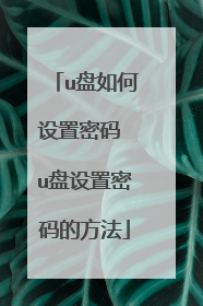 u盘如何设置密码 u盘设置密码的方法
