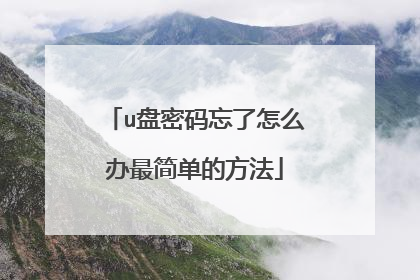 u盘密码忘了怎么办最简单的方法