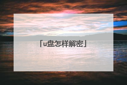 u盘怎样解密