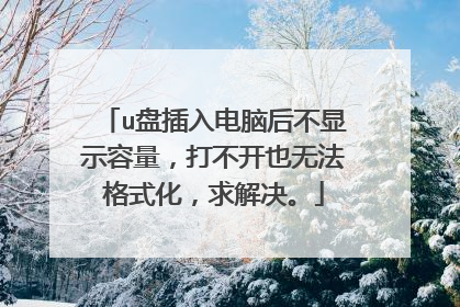 u盘插入电脑后不显示容量，打不开也无法格式化，求解决。