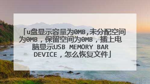 u盘显示容量为0MB,未分配空间为0MB，保留空间为0MB，插上电脑显示USB MEMORY BAR DEVICE，怎么恢复文件