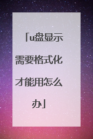 u盘显示需要格式化才能用怎么办