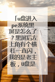 u盘进入pe系统黑屏是怎么了?黑屏后左上角有个横杠一直闪,我的是老主板,U盘是1G多的,现在我该怎么做?