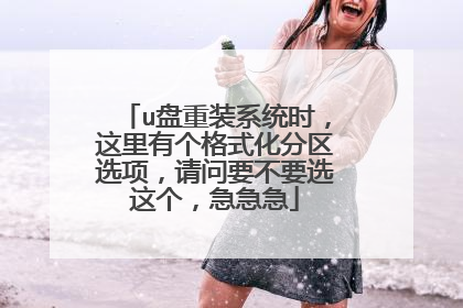 u盘重装系统时,这里有个格式化分区选项,请问要不要选这个,急急急