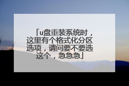 u盘重装系统时，这里有个格式化分区选项，请问要不要选这个，急急急
