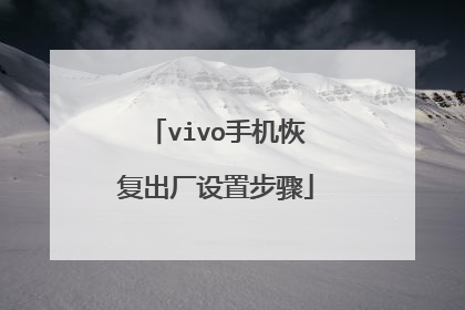 vivo手机恢复出厂设置步骤